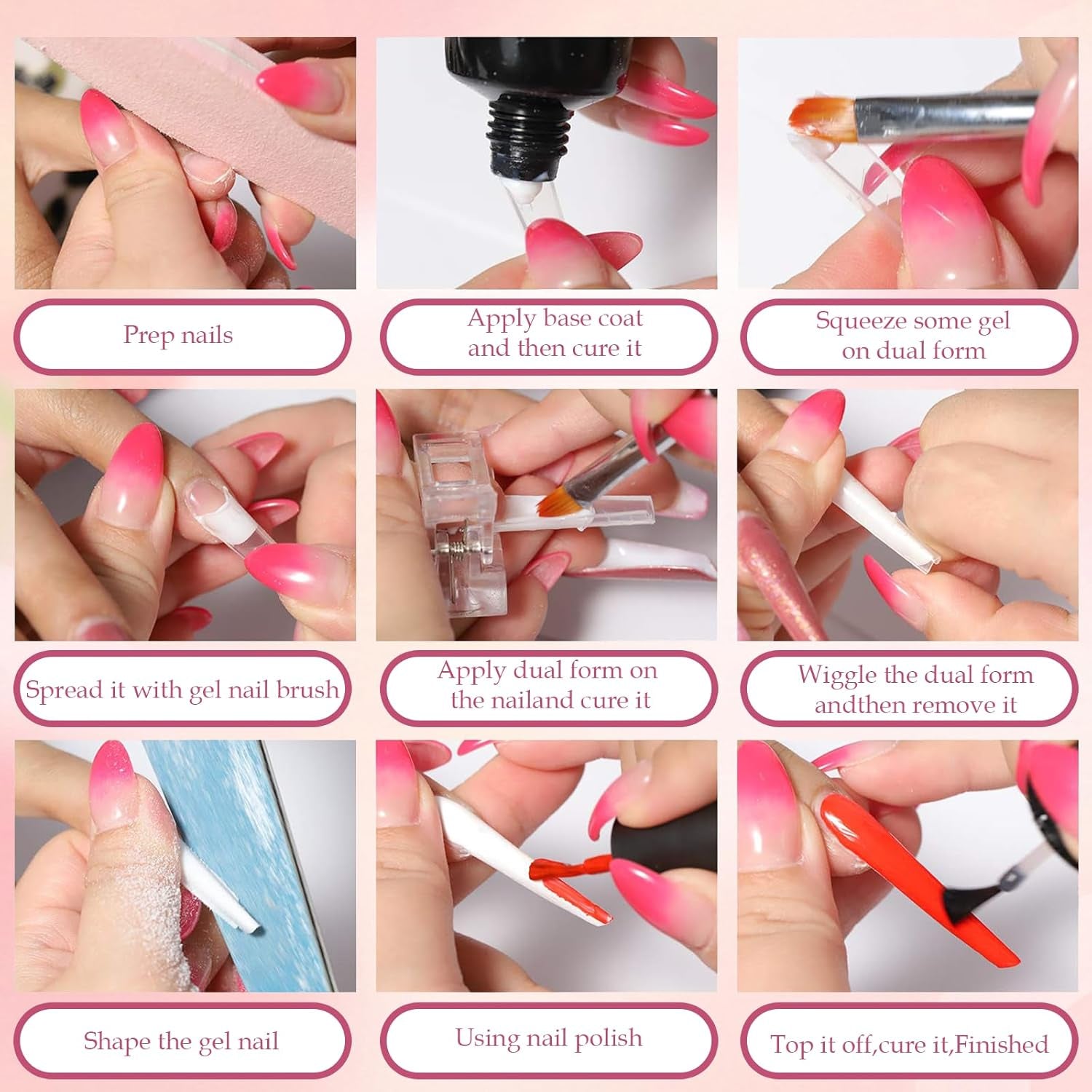 288 Dual Nail Forms Set, Dual Shape Nail Art Set, 12 Nail Extension Forms, Gel Nail Forms, Lämplig för nybörjare och manikyrister