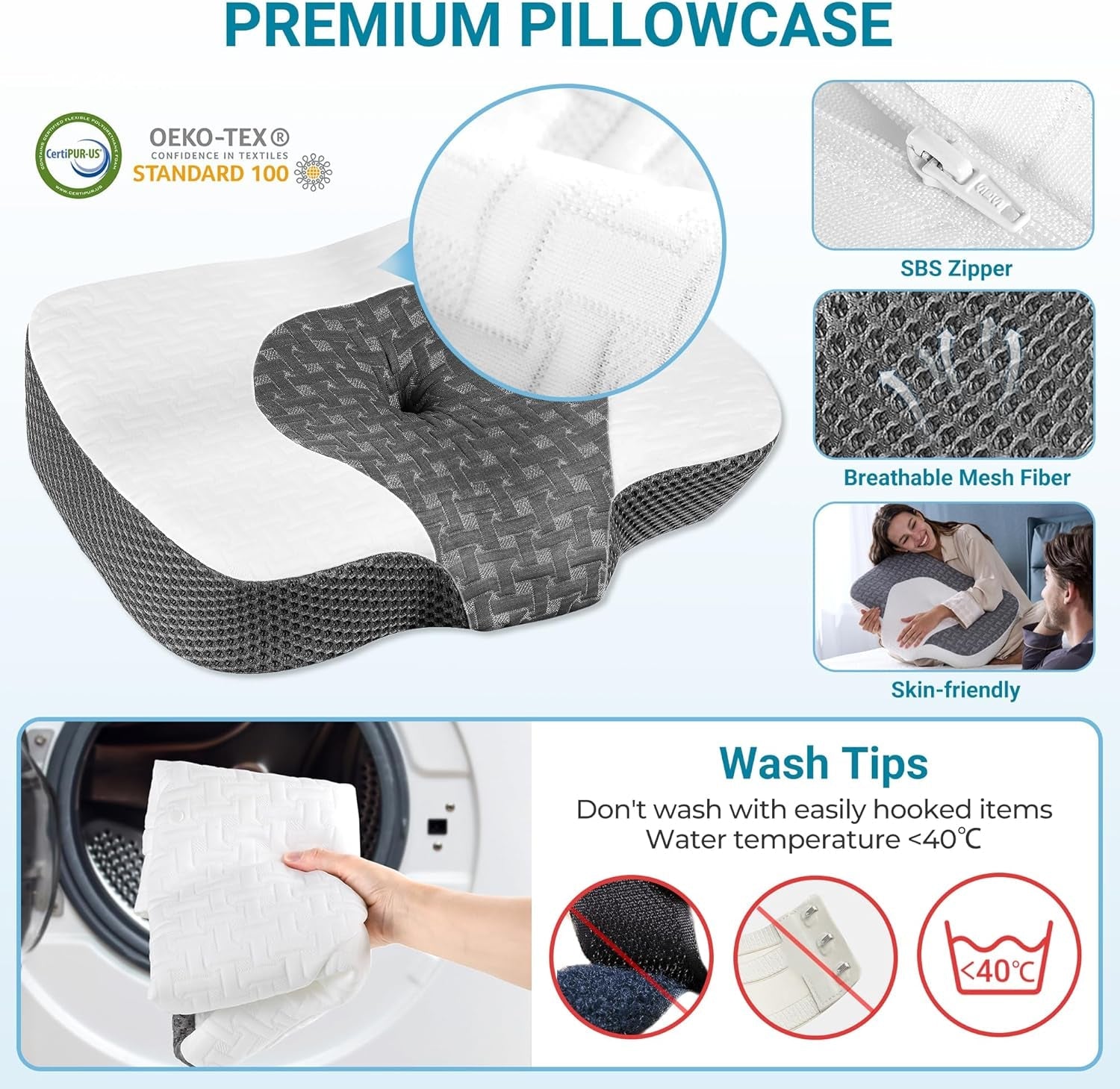 Elviros Memory Foam Ortopedisk kudde Nacksmärtskudde Sovkudde Ergonomisk nackkudde Nackstödskudde Anti-snarkningskudde för sidoslipare Magsömmar Vita cervikala ortopediska kuddar Naty Shop