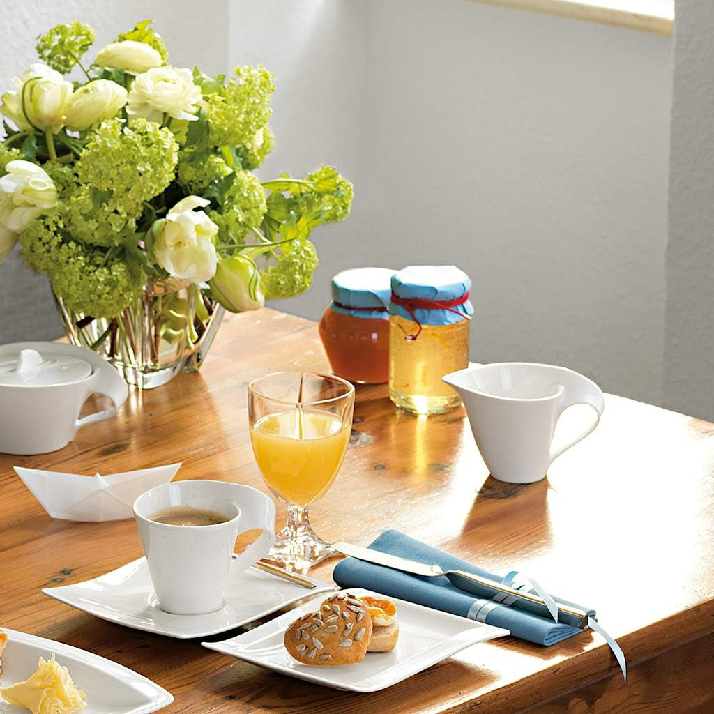 Villeroy & Boch NewWave mjölkkanna, mjölkkartong med böjt handtag, premiumporslin, tål diskmaskin och mikrovågsugn, vit, 200 ml