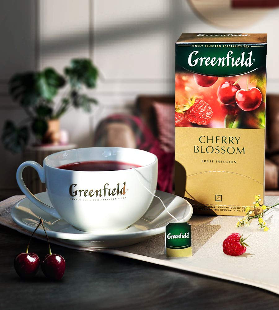 Greenfield Cherry Blossom, Hibiscus, Nypon, Äpple, Hallon, Blackberry, Tepåsar (2G X 25), 50G