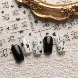 JMEOWIO Nagelsticker Bunte Herz Schleife 6 Blad Nagelkonstklistermärke Selbstklebend Nagelaufkleber Dekoration Nageldesign Zubehör