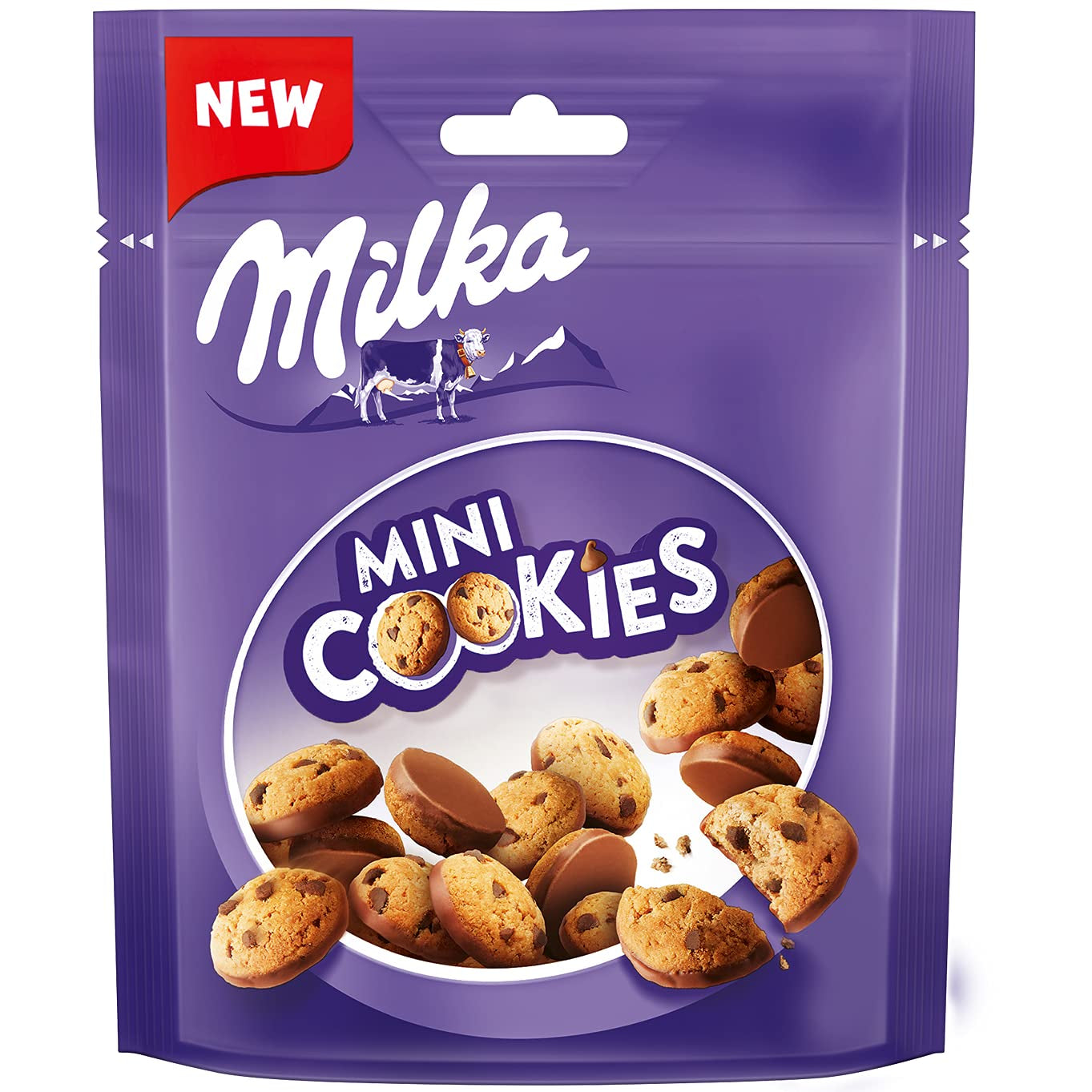 Milka Mini Cookies 8 x 110 g, Milka Alpine Milk Chocolate Chip Mini Cookies (paket med 3)