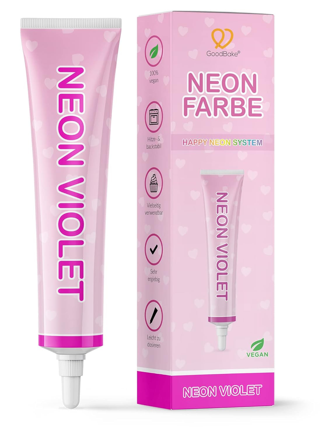 Goodbake Neonlebensmittelfarben 6 Farben Set – Intensiv Lebensmittelfarbe – Lebensmittelfarbpaste – Zum Einfärben Von Torten, Fondant, Buttercreme Uvm. – 100 % vegansk Naty Shop Neon Violett