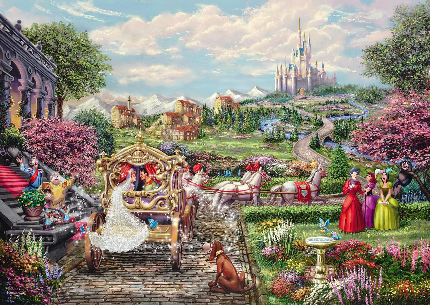 Schmidt Spiele 58038 Disney, Askungen lycklig i alla sina dagar, Thomas Kinkade, pussel 1000 bitar, flerfärgad Puzzle Naty Shop