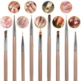10 Stück Nailart Pinsel Set, Braun Nail Art Borstar Nailart Design Pinsel Nageldesign Pinselfür Gelnägelfür Heimwerker Maniküre Salon Zuhause Nailpinsel Set