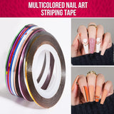 FANDAMEI Nail Art Brush Set, 15 Stücke Pinsel Für Gelnägel Nagel Pinsel, 5 Stücke Dotted Pen, 10 Rolle Streifenband Nägel, Strasssteine ​​​​Nägel, Ultra Dünn Nagel Paillettes Für Nagelkunst Maniküre Set