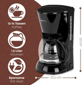 Clatronic® espressomaskin | Automatisk espressomaskin för 12-14 koppar (ca 1,5 liter) | Espressomaskin med filter och anti-droppsystem | 900W | Espressor KA 3473 Svart