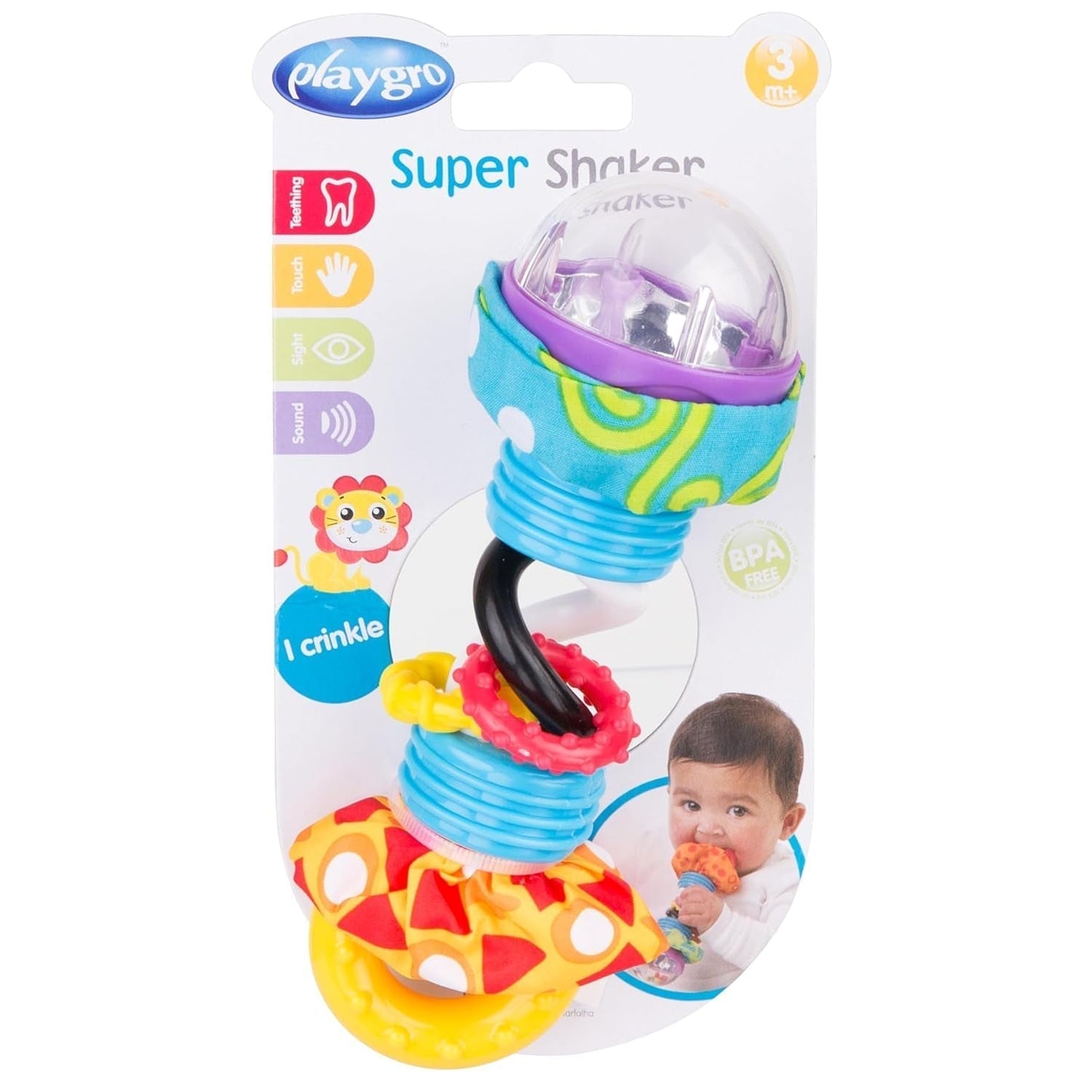 Playgro Rattle Super Shaker - rattle ball för bebisar - rattle ball - rattle ball för barn - rattle ball - motorik - babyleksak - motorik för bebisar - färgglada Leksaker Bebe Naty Shop