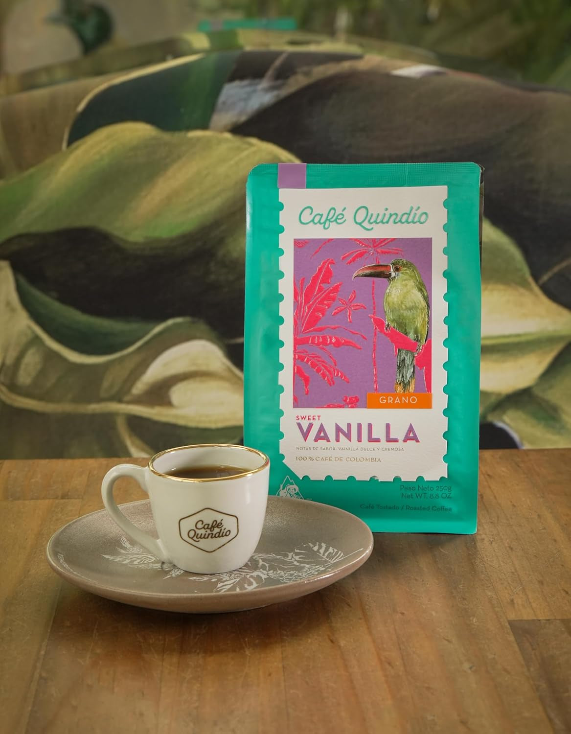 Cafe Quindio Specialty Coffee - 100 % Arabica kaffebönor, Colombia - med naturliga toner av söt vanilj (250g) - perfekt för filterkaffe, portafiltermaskiner eller fransk press
