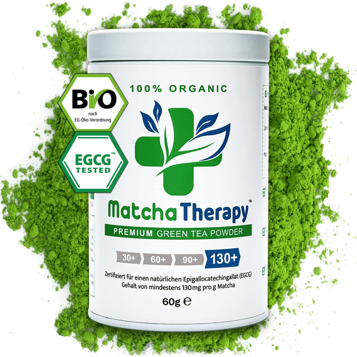 Matchaterapi 30+ | Ekologiskt Matcha-tepulver | 60 g | Med ett verifierat innehåll på minst 30 mg/g katekin EGCG | Stödjer immunförsvaret och energinivåer | Ceremoniell kvalitet | Grönt te från Japan