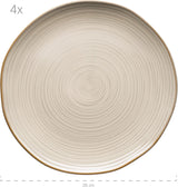 MÄSER 931371 Nottingham Vintage Series servisset för 4, 8-delat servis, mattallrikar och mattallrikar, oregelbunden rund retrolook, stengods, beige