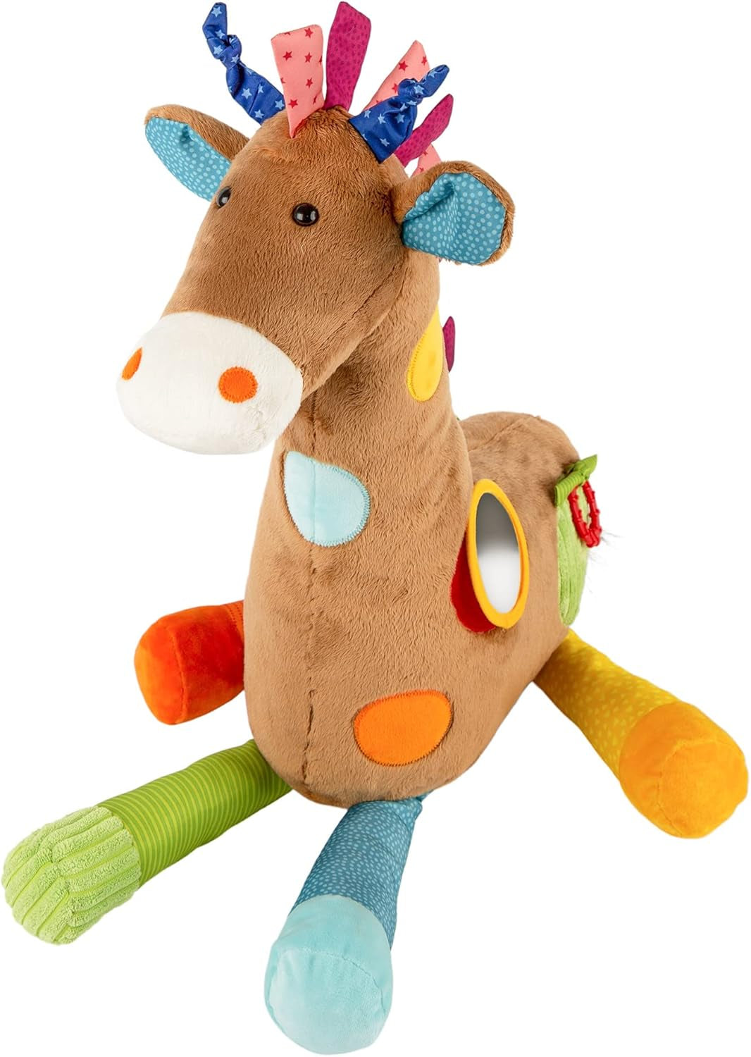 SIGIKID 42863 Giraffe XXL babyleksak, PlayQ pedagogisk leksak, plyschleksak med tandring, skallra, spegel, pipande, för bebisar och barn från 3 månader, Flerfärgad/Giraff 72 cm leksaker Bebe Naty Shop Standardtitel