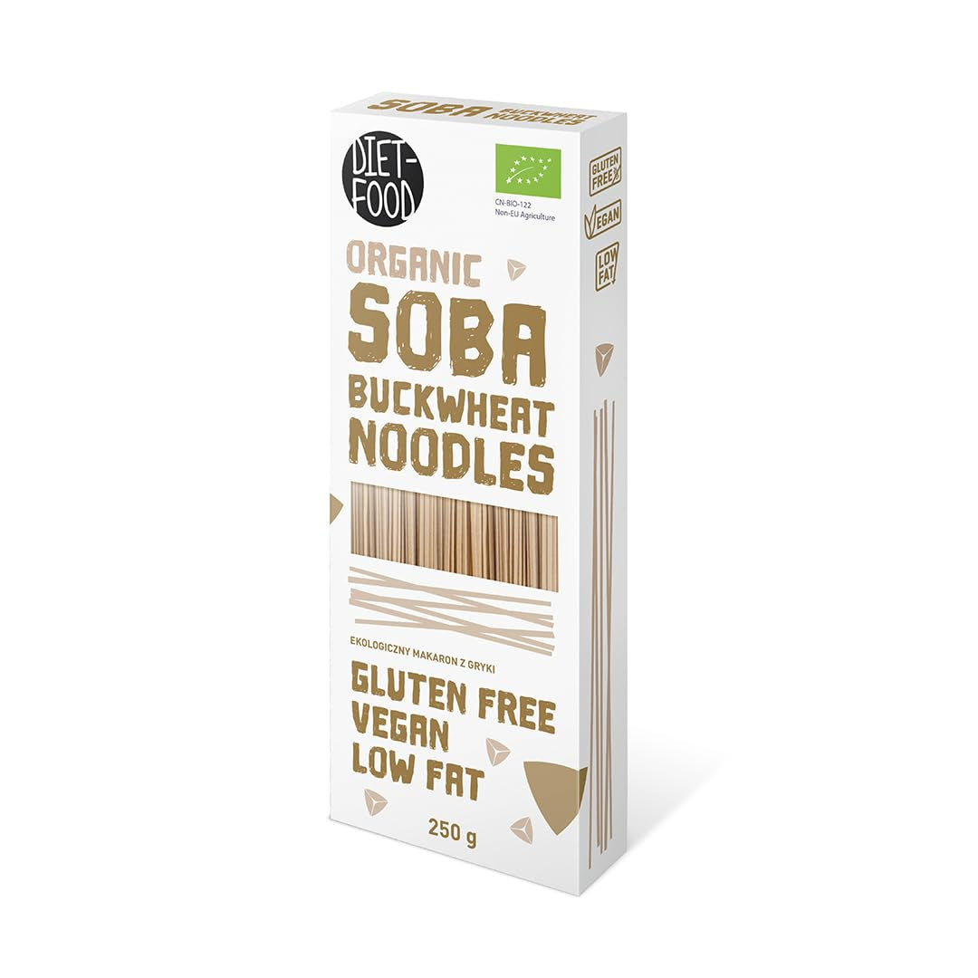 DIET-MAT ​​Bio Buchweizen Soba Nudeln Lebensmittel Pasta Vegan Glutenfreie Lactosefrei Sojafrei Nudeln für Vegetarier and Veganer 250 Gramm