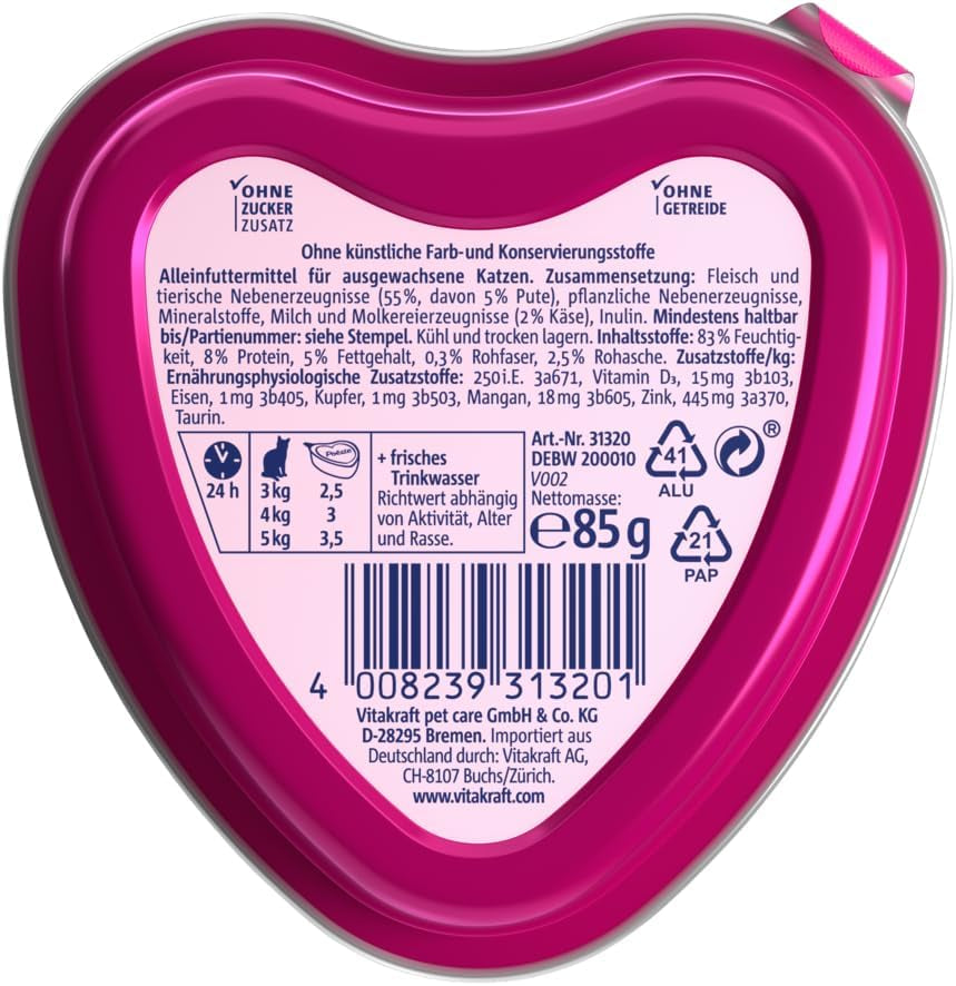 Vitakraft Poésie Création, våt kattmat, våt kattmat i sås, med kalkon i ostsås, multipack, utan tillsatt socker eller spannmål (15 x 85g)
