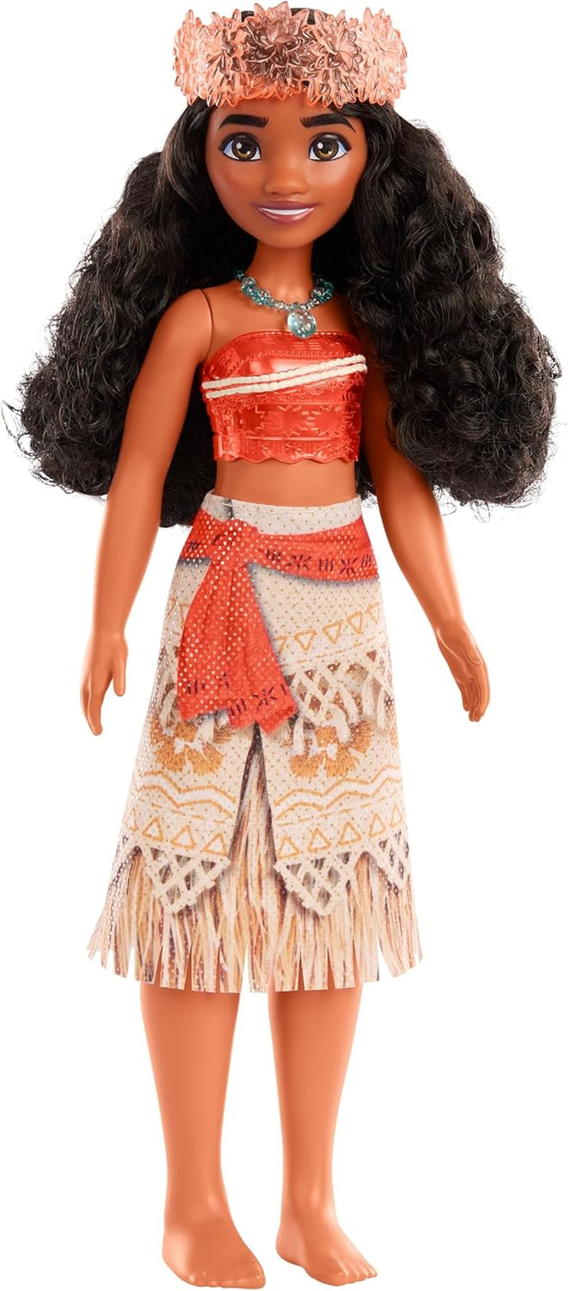 Mattel DISNEY Moana - Ledad modedocka med glitteroutfit, avtagbart pannband och halsband, för barn från 3 år och uppåt, HPG68
