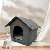 Katzenhaus Für Draußen Winterfest Wasserdicht Wetterfester Katzenhöhle Haustierhaus mit Plüschkissen Varm Hundehöhle Waschbar Hundehaus Tierheim Für Streuner Haustiere 40x35x40
