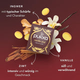 Pukka | Blandning av ekologiska smaksatta teer "Vanilla Chai" | Kanel, ingefära och vanilj | Te för en njutning med naturlig sötma | Förpackning om 1 | 20 tepåsar