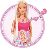 Simba 105733480 - Steffi Love Babyryggsäck, Gravid docka med baby och fantastiska ljud, Babytillbehör och bärsele, Pink Naty Shop Dolls