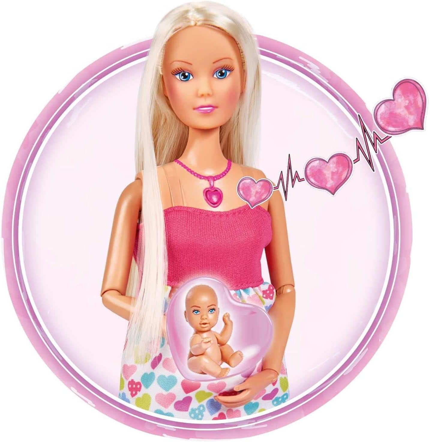 Simba 105733480 - Steffi Love Baby Bliss, gravid docka och fantastiska ljud, babytillbehör och bärsele