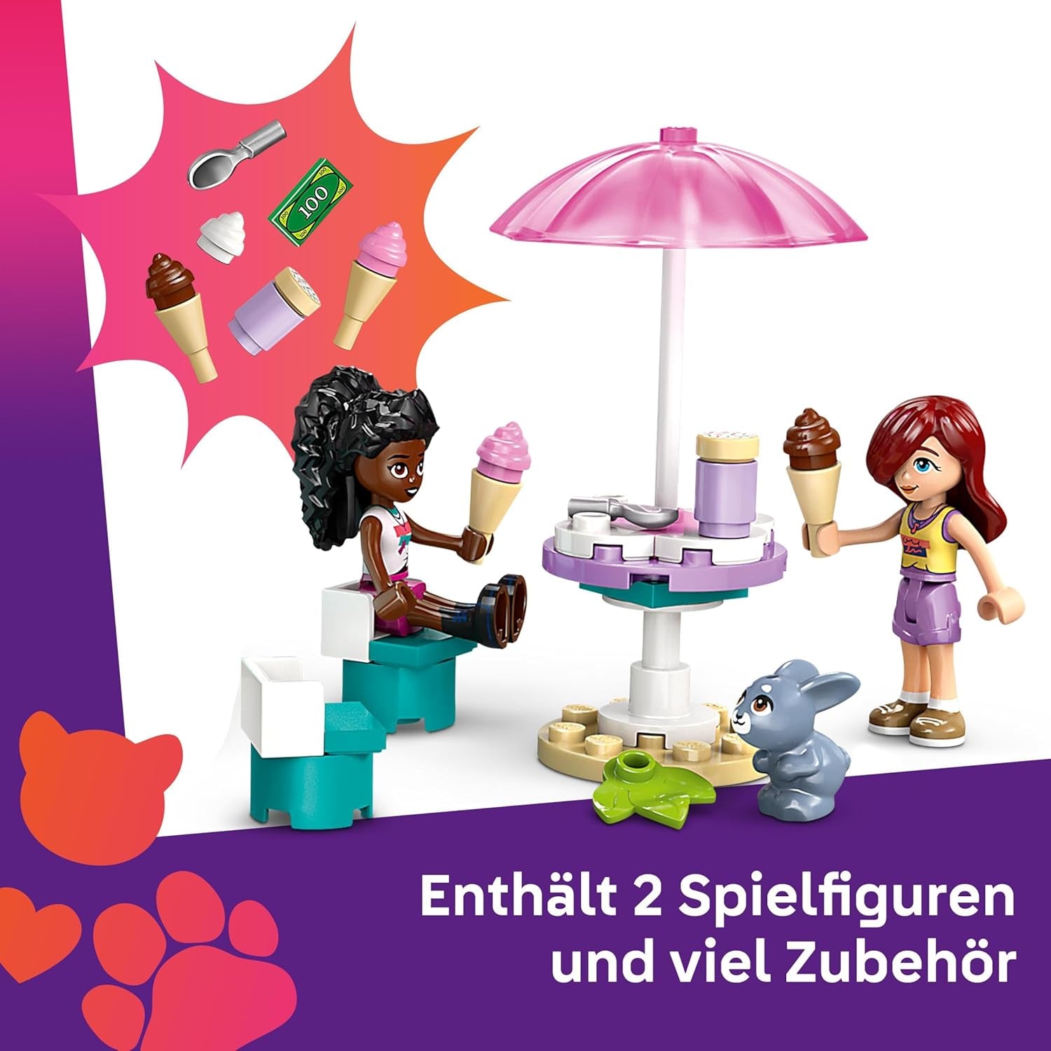 LEGO Friends Heartlake City Glassbil Låtsaslekset 2 figurer och en kanin Byggset 4 år gamla flickor Leksakskaraktär Minifigur Byggleksak 42644 Byggset Besuche den LEGO-Store