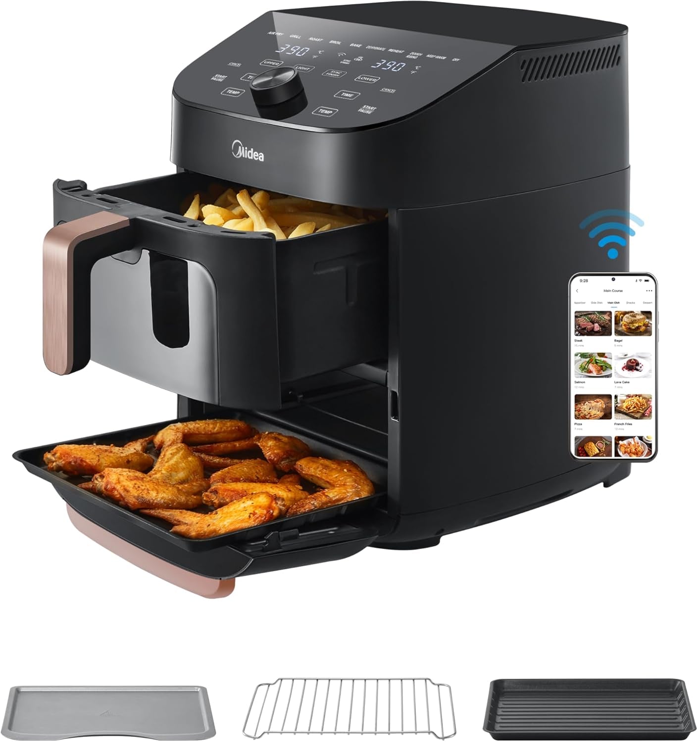 Midea Hot Air Fryer 2L, 1150W Airfryer, oljefri, Hot Air Fryer, Automatisk avstängningsfunktion Hushållsapparater Naty Shop 11L