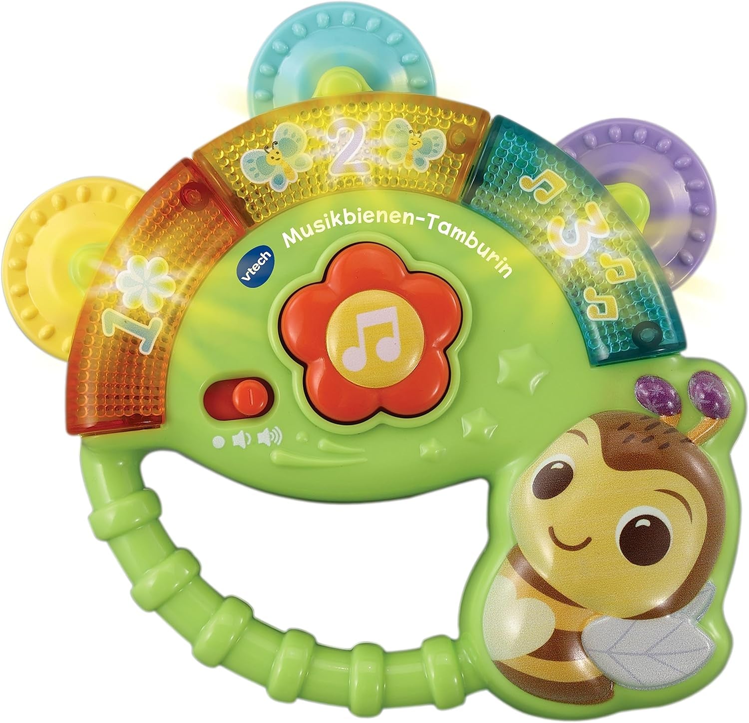 Vtech Baby Musical Bee Tambourine - musikalisk leksak med siffror, roliga ljud, meningar och sånger - i 3-36 månader Babyleksaker Naty Shop Standardtitel