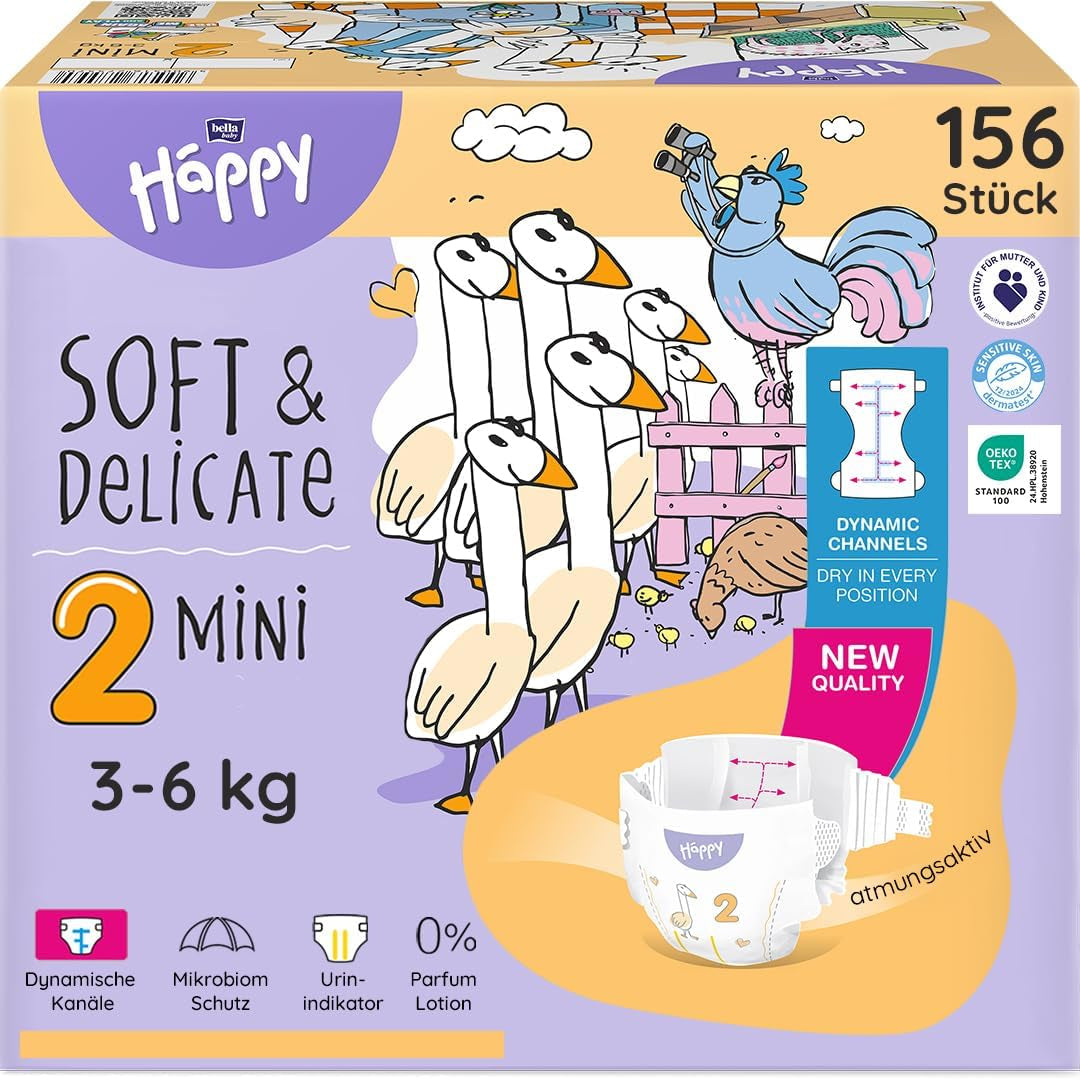 Bella Baby Happy Premiumblöjor, storlek 6, Junior Extra, 15+ kg, 96 st, DERMATEST och OEKO-TEX Seal, Babyblöjor för engångsbruk