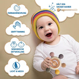 Babybitring med nappkedja - Tandningshjälp - Babyleksak 0-6 månader - Nyfödda Essentials - BPA-fri barnleksak - presentidéer för spädbarn