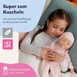 BABY Born Annabell 43 cm - Mjuk docka med 7 elektroniska funktioner och ljud - Lämplig för barn från 3 år och uppåt - Docka inkluderar tillbehör - Kräver batterier