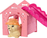 Barbie Puppy Pool Party-lekset med modedocka, hundhus och rutschkana, hjärtpool, 2 hundfigurer, 6 tillbehör och färgväxlare, JBF35