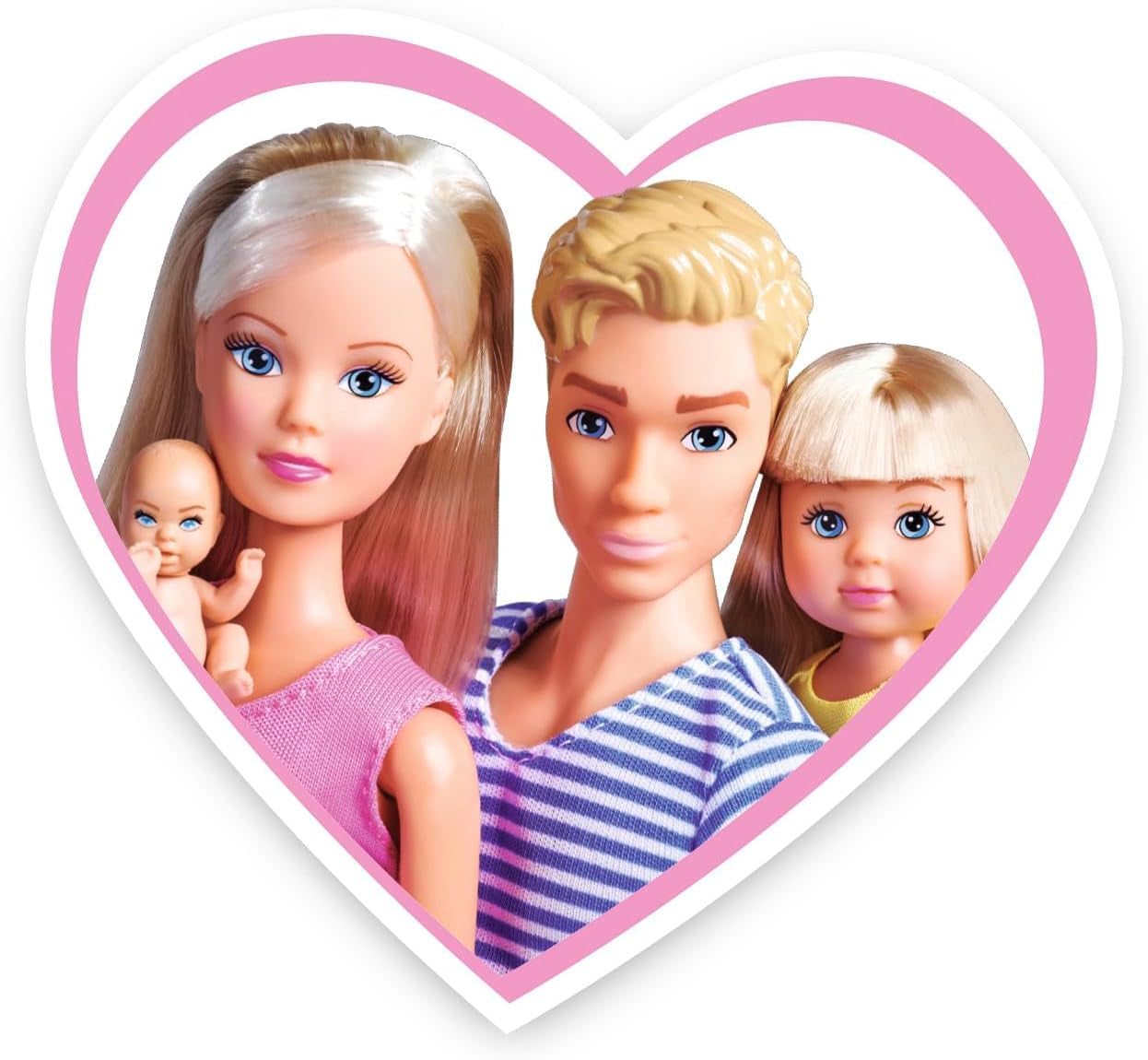 Simba 105733673 - Steffi Love Happy Family, gravid docka, Kevin, Evi och baby med barnvagn, 11 delar, tillbehör, 30 cm, 3+