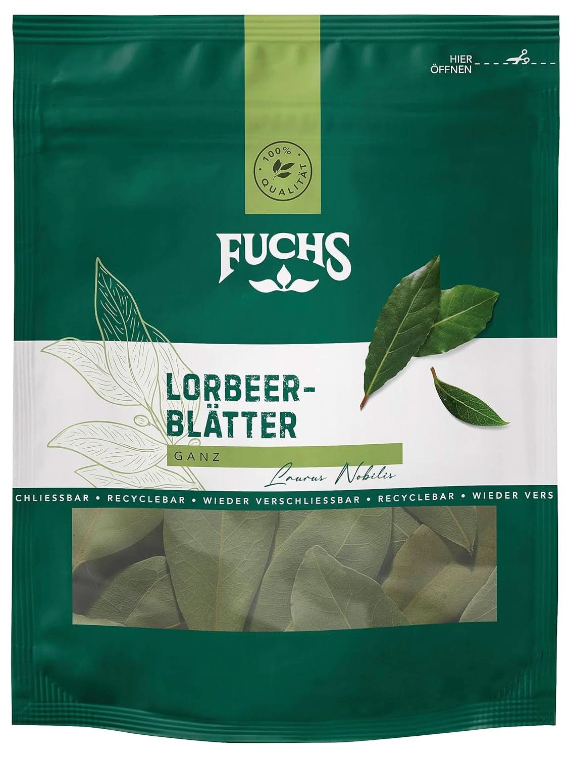 Fuchs - Lagerblad i en återförslutningsbar, återvinningsbar påse - gjord av naturliga ingredienser - 7 gram Condiments Naty Shop