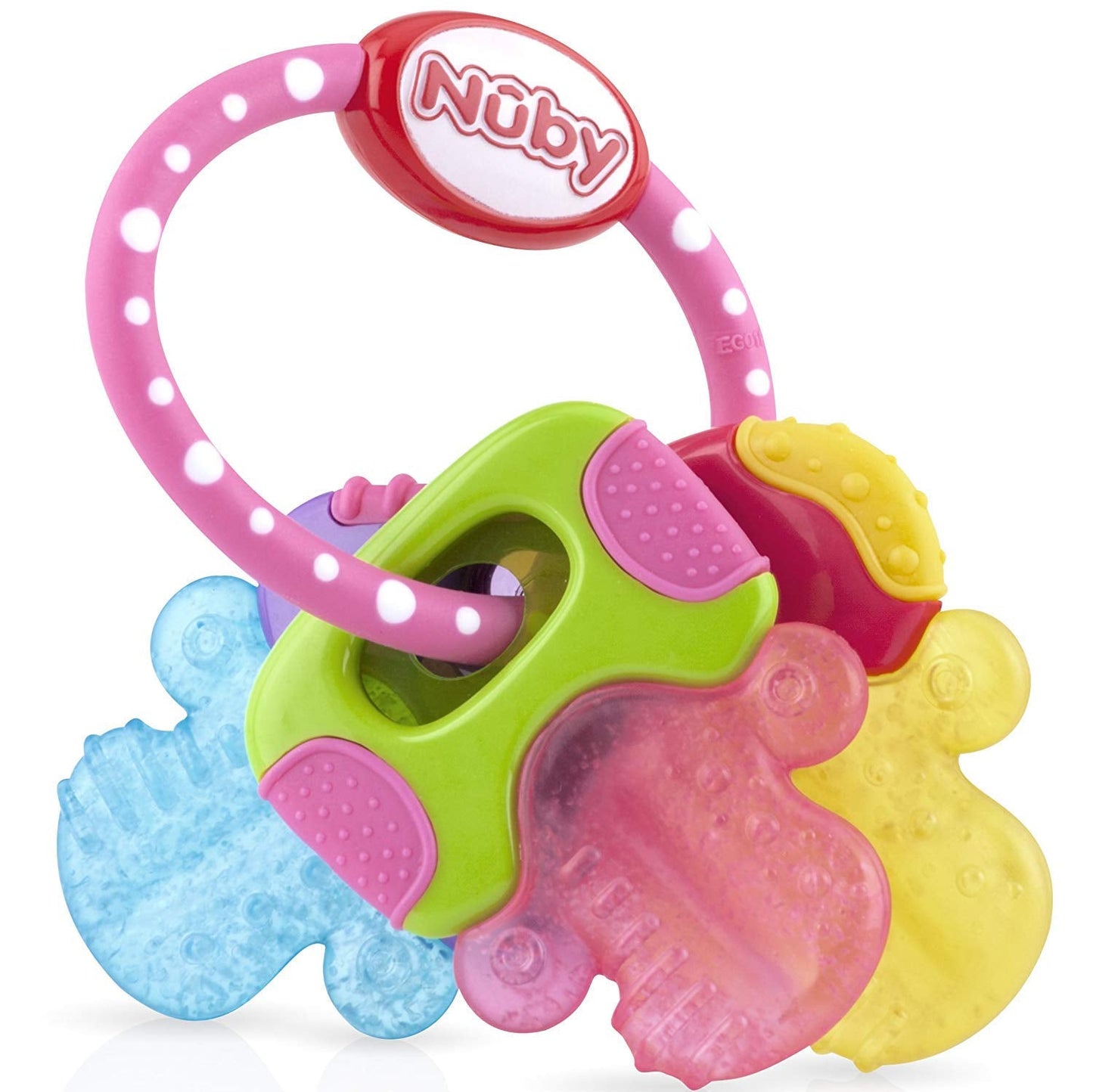 Nuby tandring för spädbarn främjar syn och motorik; den isgelgripande leksaken når till och med molarerna; från 4+ månader
