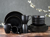 CreaTable, 22699, Industrial Gold BLACK Series, 16-delat servisset för 4, Porslin Combo Service, Diskmaskin och Mikrovågssäker, Kvalitetstillverkning