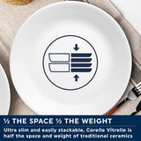 Winter Frost servisset för 4, 12 delar, Premium Ultra-Durable Vitrelle™ Glasservis, diskmaskinssäker, mikrovågs- ​​och mikrovågssäker, festlig vinterdesign