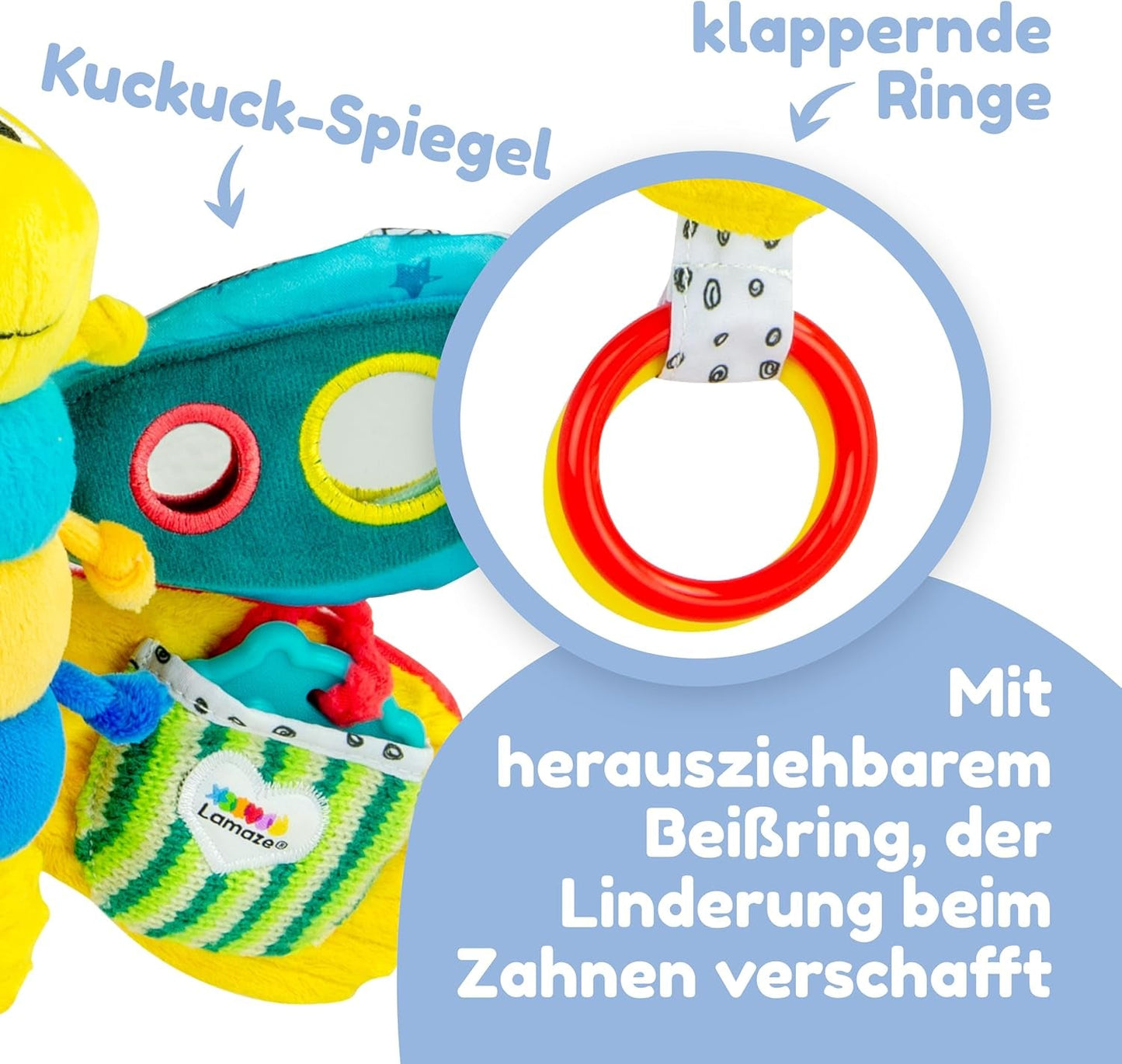 Lamaze babyleksak "Freddie the Firefly" Clip & Go, högkvalitativ leksak för småbarn, grepphänge för att stärka relationen mellan föräldrar och barn, från 0 månader, flera färger Bebe Toys Naty Shop