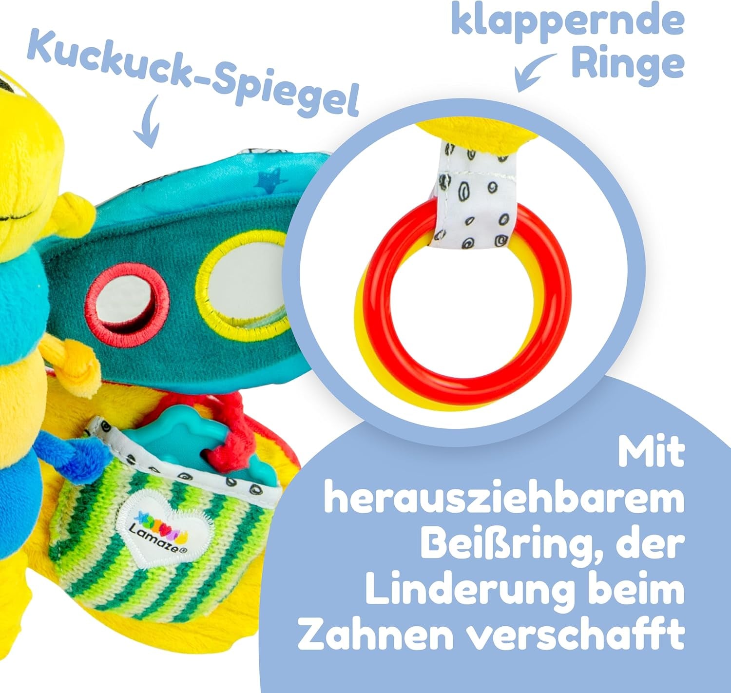Lamaze babyleksak "Freddie the Firefly" Clip & Go, högkvalitativ leksak för småbarn, grepphänge för att stärka relationen mellan föräldrar och barn, från 0 månader, flera färger Bebe Toys Naty Shop
