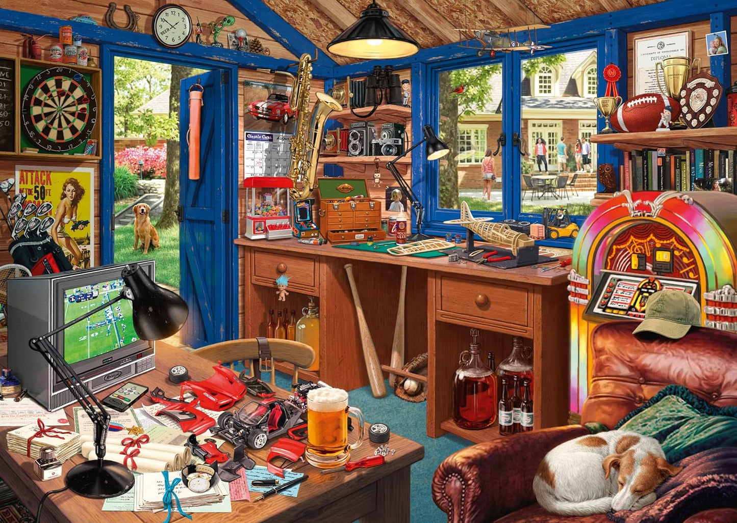 Schmidt Spiele 59977 Hemligt pussel, fars verkstad, pussel 1000 bitar Pussel Naty Shop