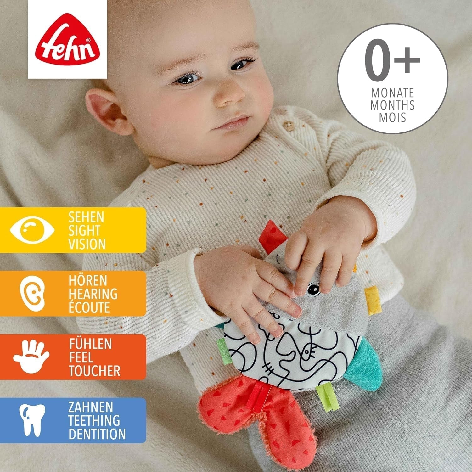 Fehn Crackling Fish - Fånga och leka leksak för bebisar - Fånga djurleksak för bebisar - Motorisk leksak och sprakande leksak för bebisar och småbarn från 0+ månader Baby Toys Naty Shop
