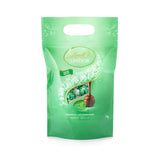 LINDOR vita chokladbollar, 1 kg och LINDOR | 1 kg återförslutningsbar påse | ca. 80 mjölkchokladbollar med myntafyllning | Bulkpaket, pralinpresent, chokladpresent