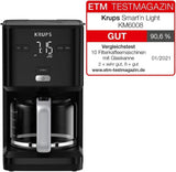 Krups Smart'n Light kaffemaskin med timer, för 1,25 liter filterkaffe, varmhållningsfunktion, automatisk avstängning, svart, KM600810