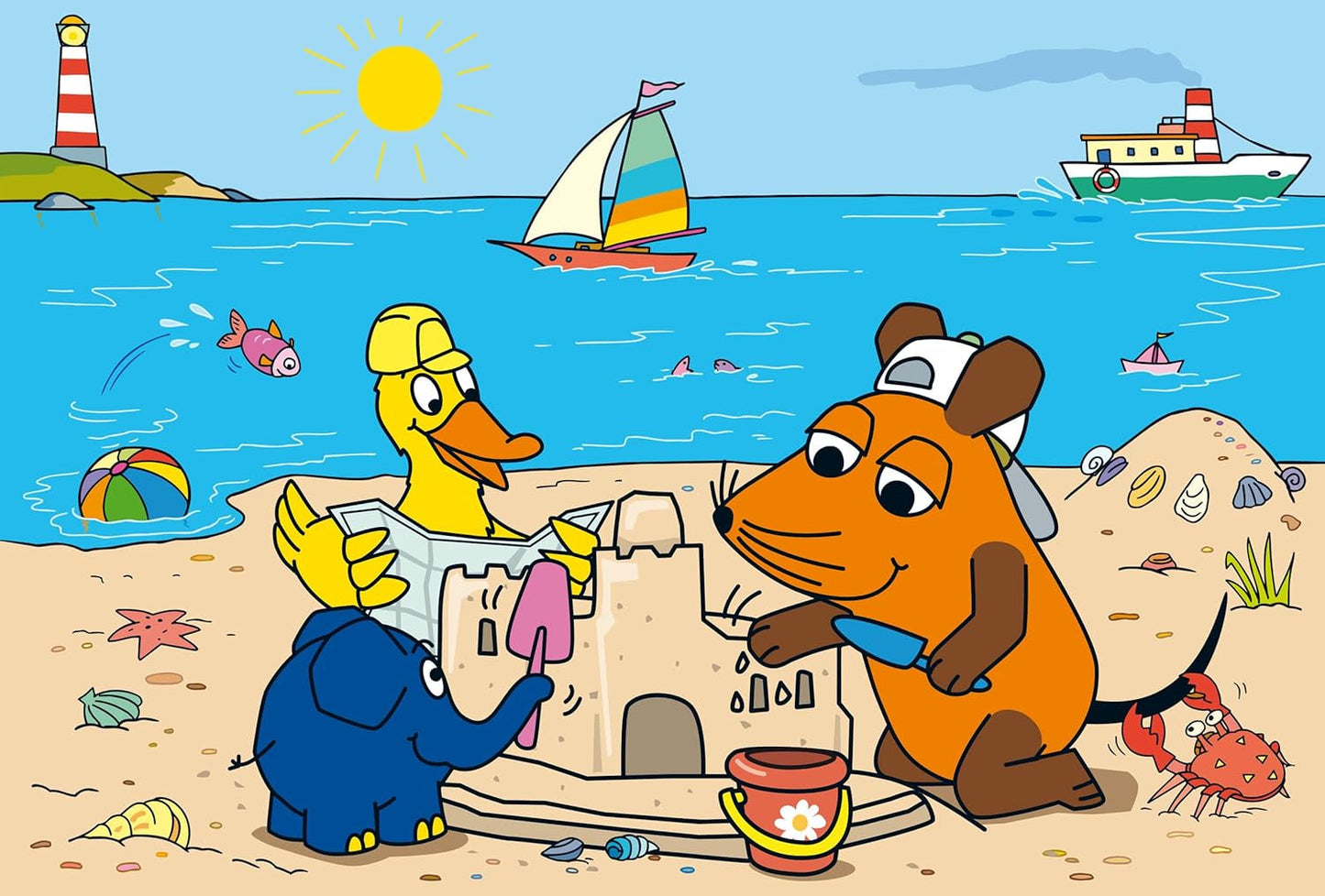 Schmidt Spiele 56212 Mus, goda vänner, 3X24 pusselbitar för barn, blå Puzzle Naty Shop
