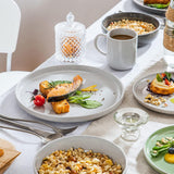 vancasso SESAM Serie Steingut Geschirrset für 12 Personen, 48 teiliges Kombiservice – Tafelservice mit Speisetellern, Desserttellern, Müslischalen och Kaffeetassen, Scandinavian Design