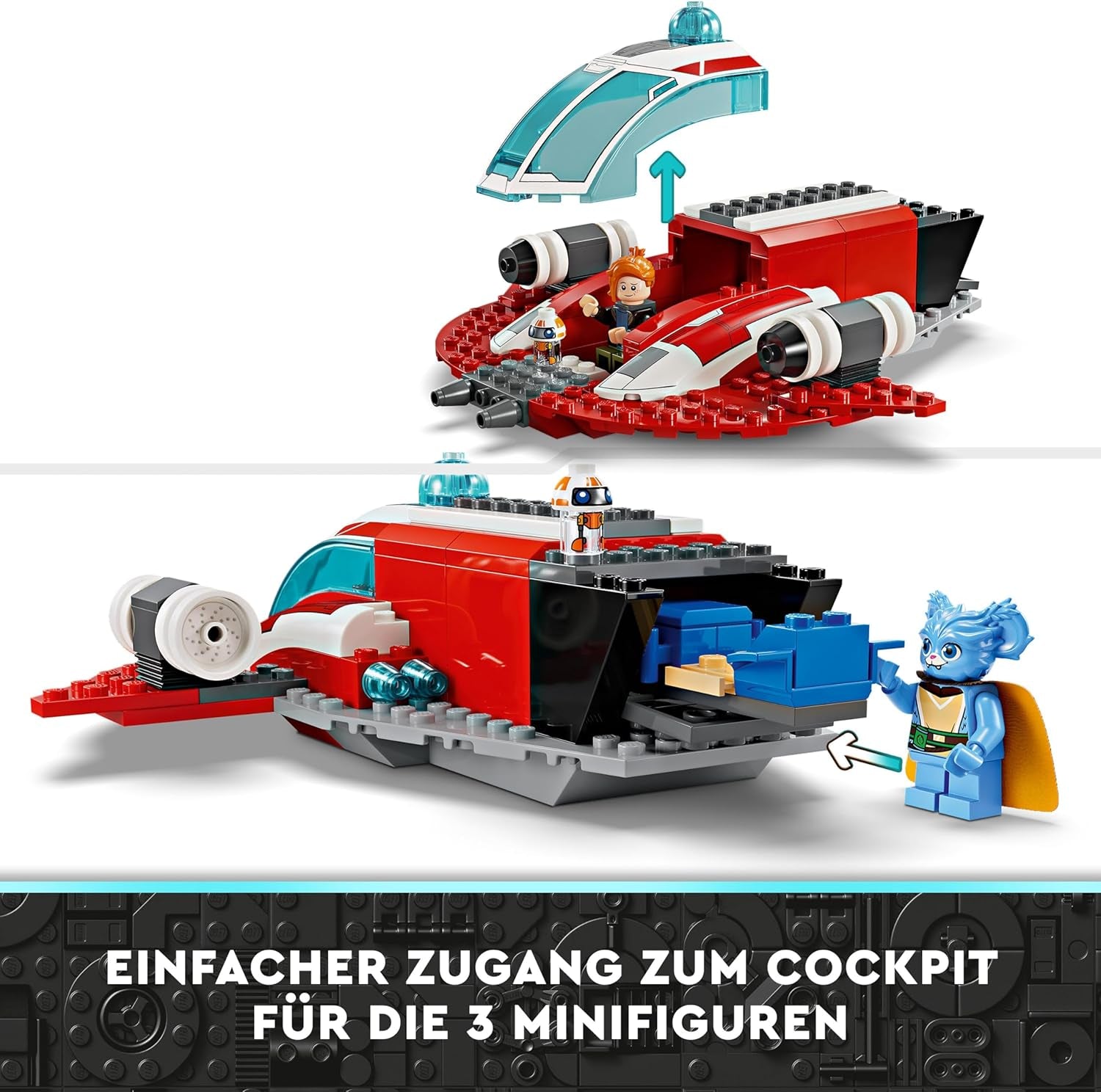 LEGO Star Wars: The Adventures of the Young Jedi Crimson Firehawk, startset för barn med byggbart rymdskepp, speedercykel och 3 figurer, present till pojkar och flickor 4 år gamla 75384 Byggset Besuche den LEGO-Store