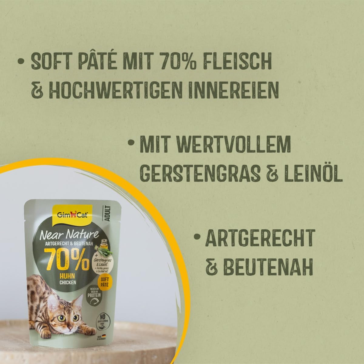 GimCat Near Nature Trial Mix 12-pack - Våtkornsfritt foder för katter från 7 månader med ett lämpligt och bytesspecifikt recept - 12 påsar (12 x 85g)
