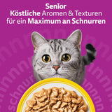 Whiskas 7+ våtfoder för katter Urval av fjäderfä i sås 24 x 85 g (2 förpackningar) - Högkvalitativt våtfoder från 7 år i 48 portionspåsar