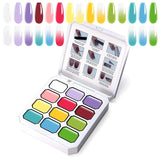 Gradient Painting Gel, 12 färger Ombre Gel Nagellack med 100st Nagelsvampar & 4 Klor Metal Grabber för fransk manikyr DIY Nail Art, Set I