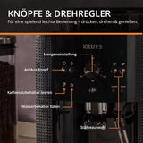 KRUPS Arabica Picto automatisk espressomaskin, kompakt design, lätt att använda, intuitivt justerbar vridreglage, mjölkskummare, 2-koppsfunktion, espressomaskin, svart, EA810870