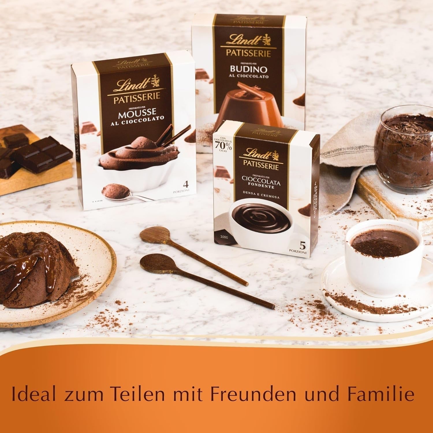 Lindt Schokolade - PATISSERIE Mousse Au Chocolat | 6 X 110 G | Backmischung Für 4 Portionen Fluffige Mousse Al Cioccolato Aus Finester Schokolade | Konditori | Backmix | Schokoladengeschenk Mix för bakning och matlagning Naty Shop