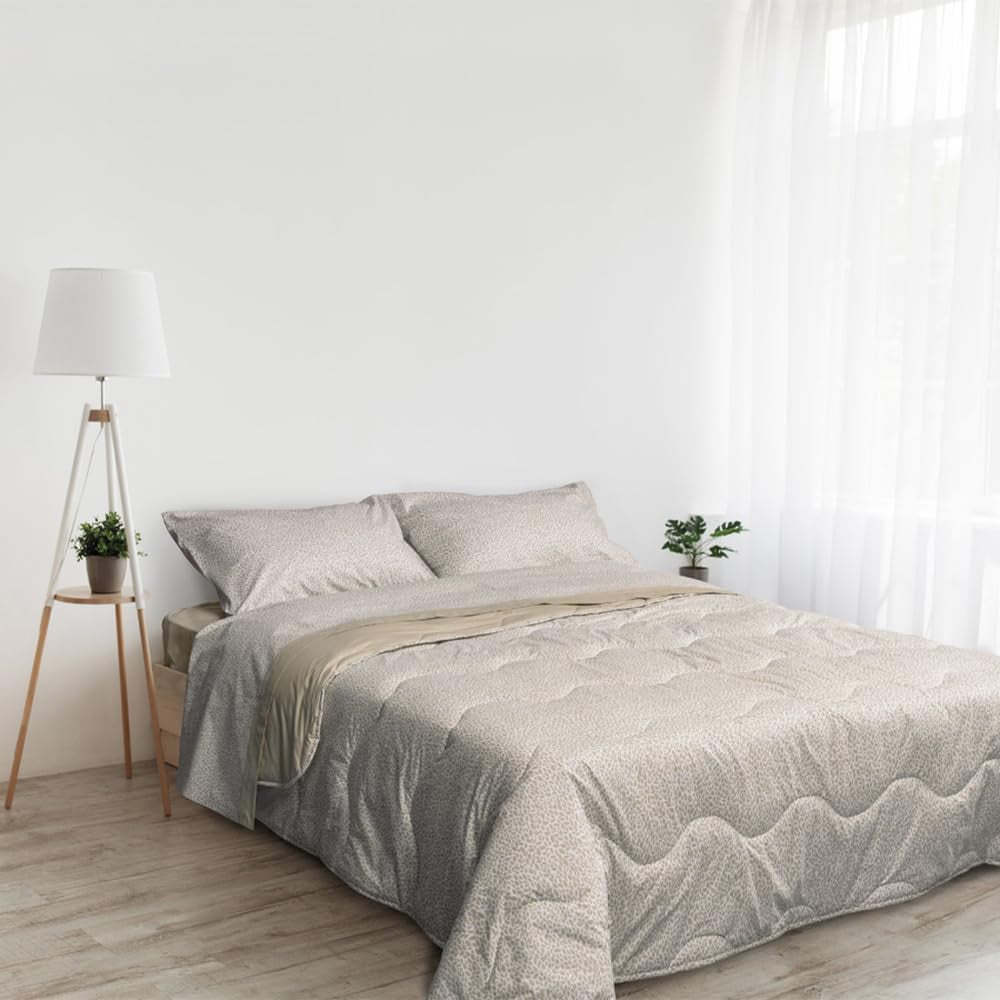 Foppapedretti Nacht&Natur påslakan för dubbelsäng 2P; sandblad, 100 % bomullsöverdrag, Made in Italy Täcken och täcken Naty Shop